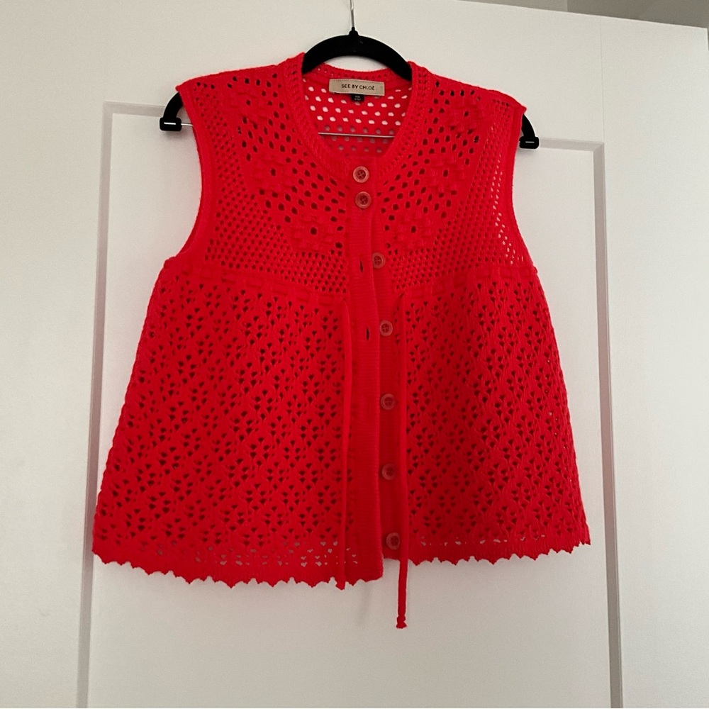 See by Chloe red Wool Cardigan, US 6, adorable